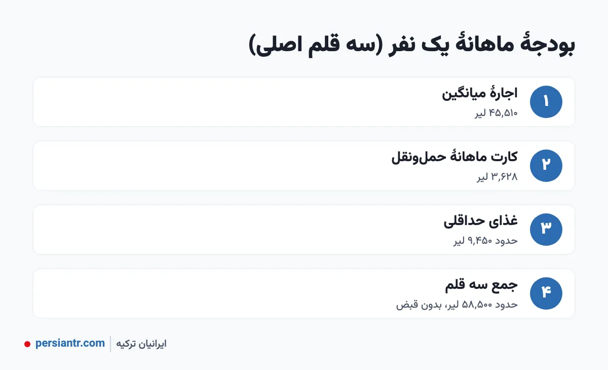 بودجهٔ ماهانهٔ یک نفر در استانبول: اجاره، حمل‌ونقل و غذا